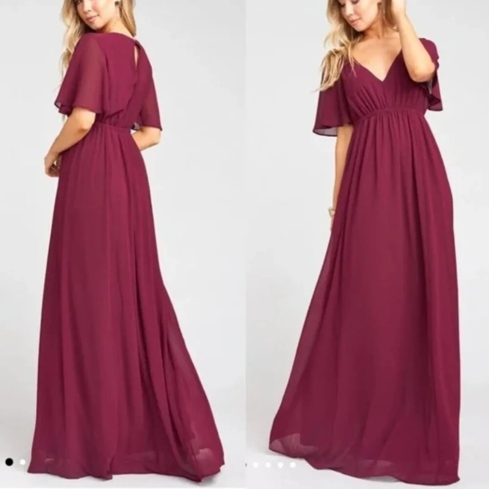 Show Me Your MuMu Emily Empire‎ Maxi Dress Merlot Chiffon Bridesmaid Size XL NEW - Image 3