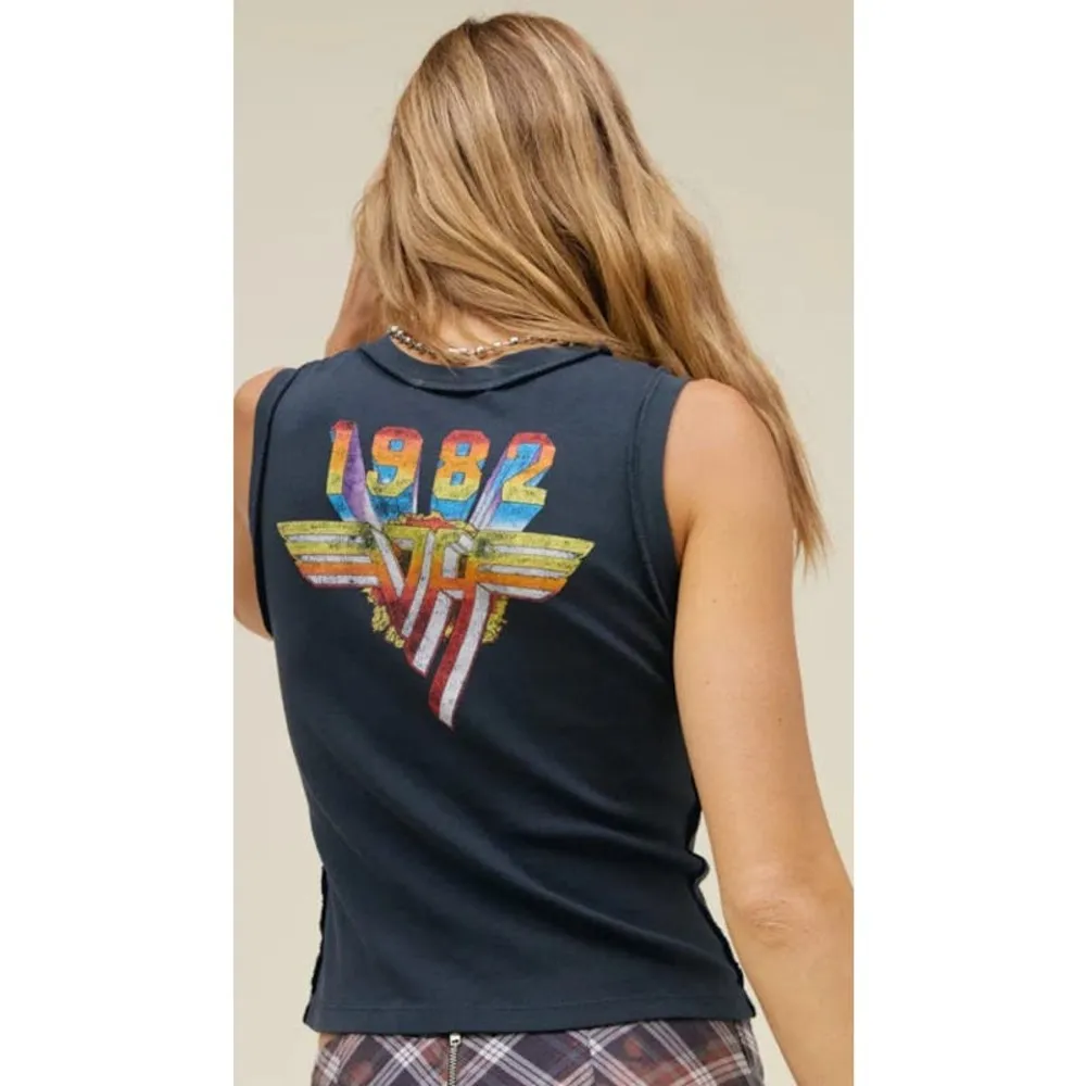 Daydreamer Van Halen Live 1982 Reverse Shrunken Tank Vintage Black Medium DT133 - Image 2