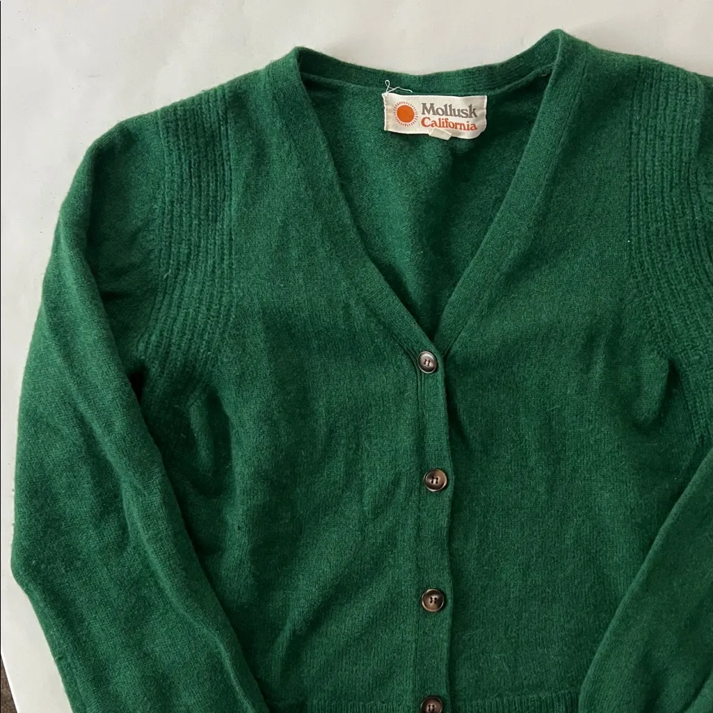 Mollusk California Taiana Green Button Down Merino Wool Cardigan Sweater M $140 Size M - Image 4