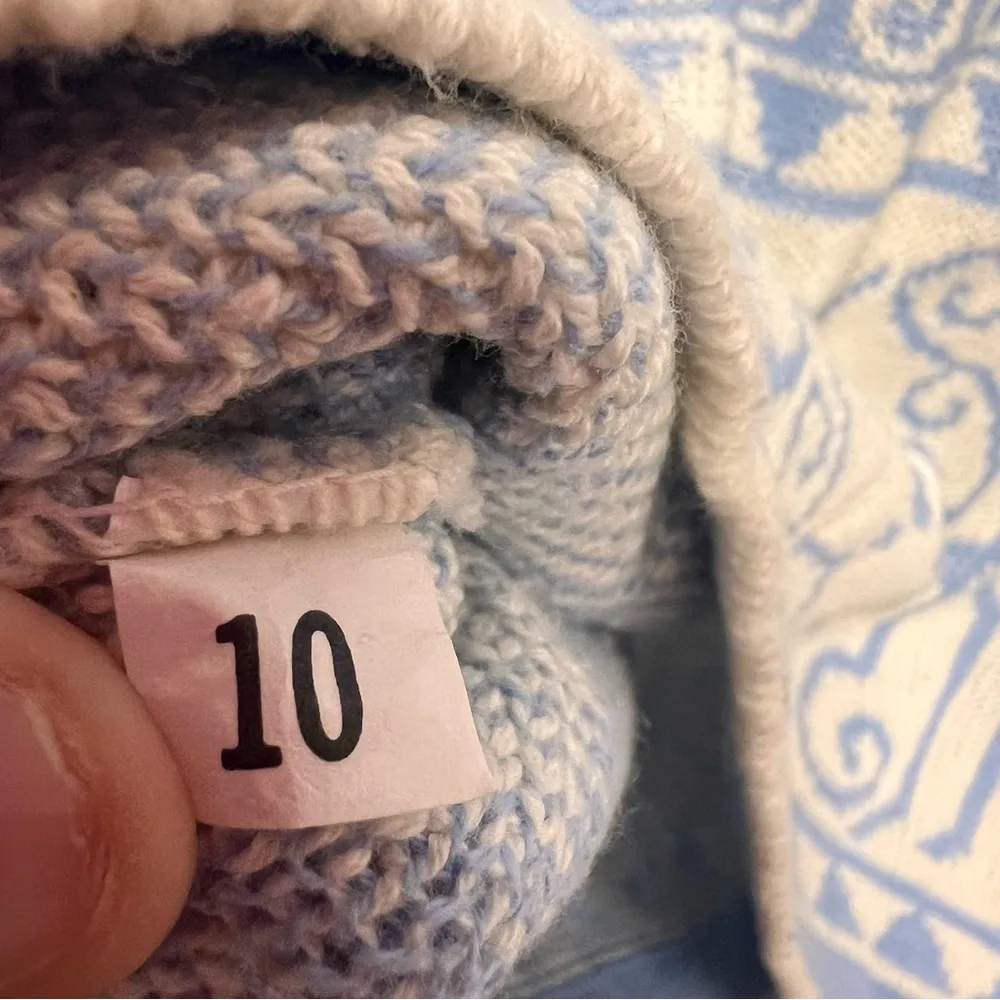 Vintage 80s Cabin Creek Sweater Pastel Blue/Off White Made in USA Size Medium - Image 7