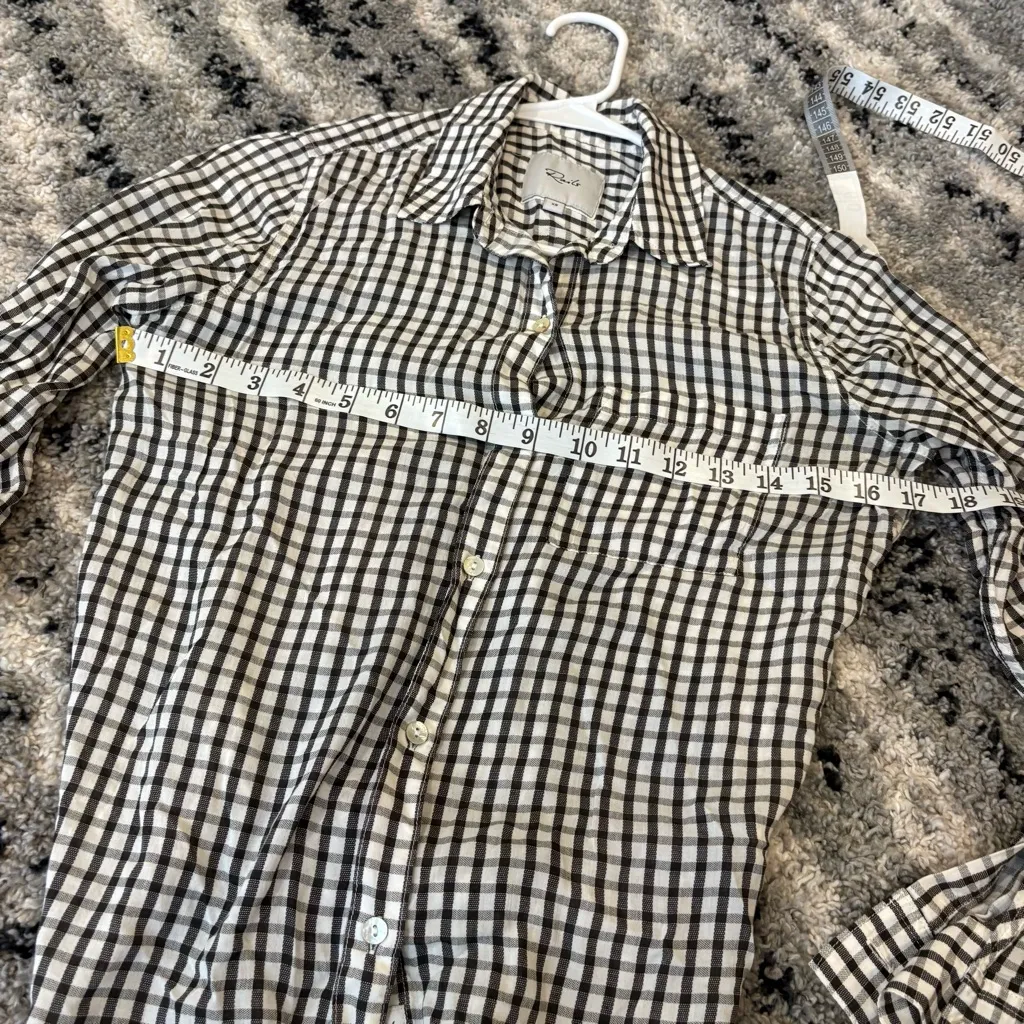 Rails Black White Rayon Plaid Button Down Shirt Women’s XS Gingham Pattern - Image 7