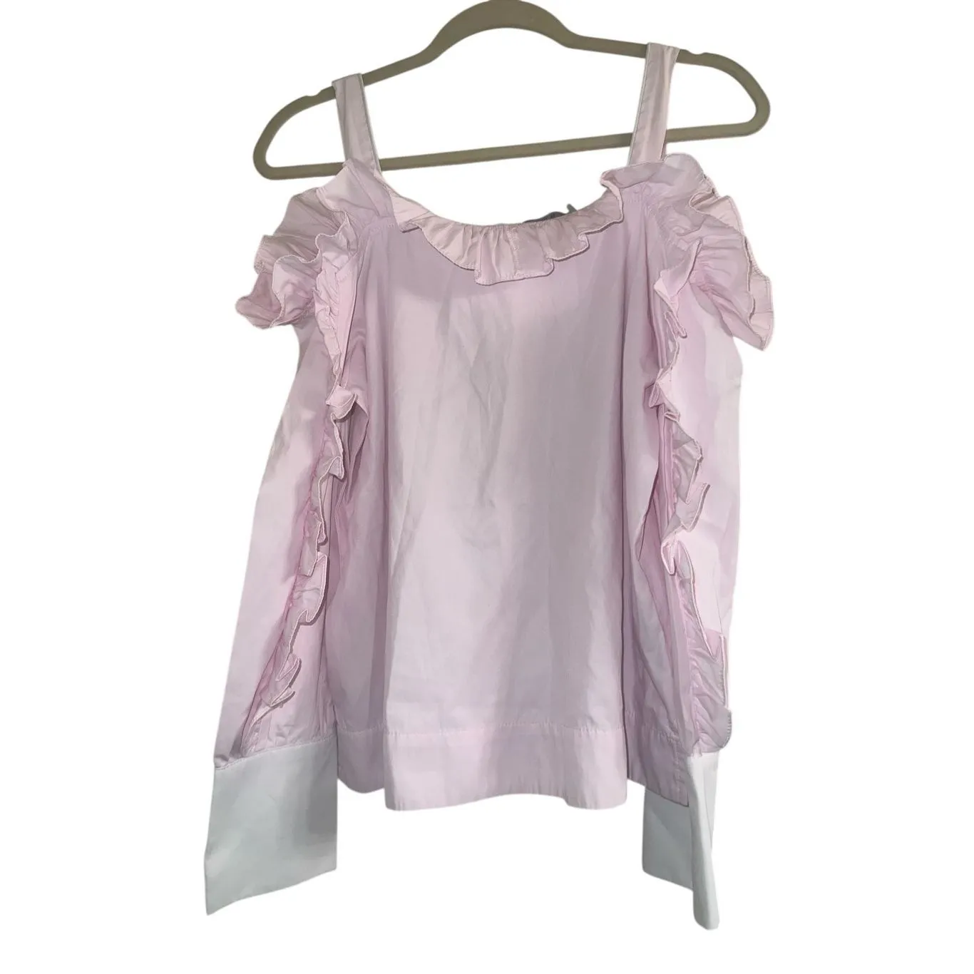 ✨INA Ruffle Cold Shoulder Long Sleeve Pink Sz Medium Blouse✨ - Image 2