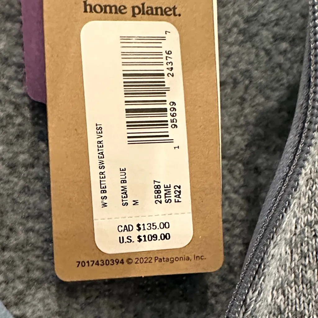 Patagonia Heathered Blue Fleece Vest Small - Image 3