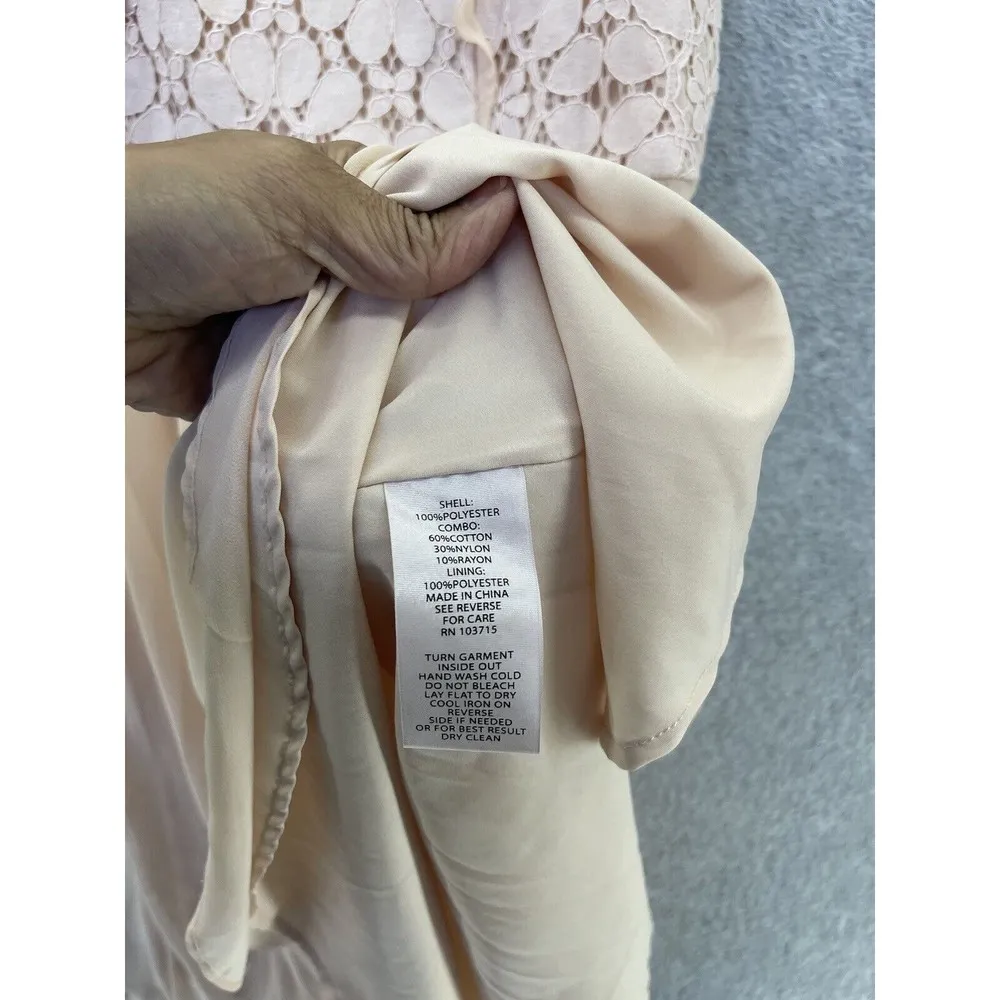 Nanette Lepore Women's Dress Pleated Size 2 Light Peach Lace Overlay Trim - Image 6