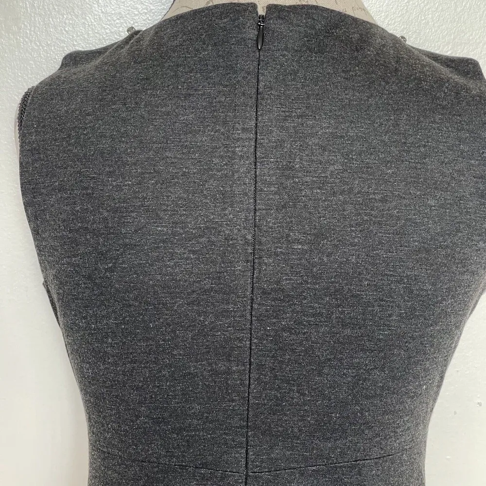 Cabi Womens Blouse  Size 2 Top Sleeveless Necklace Neckline Sequins Pearl Gray - Image 5