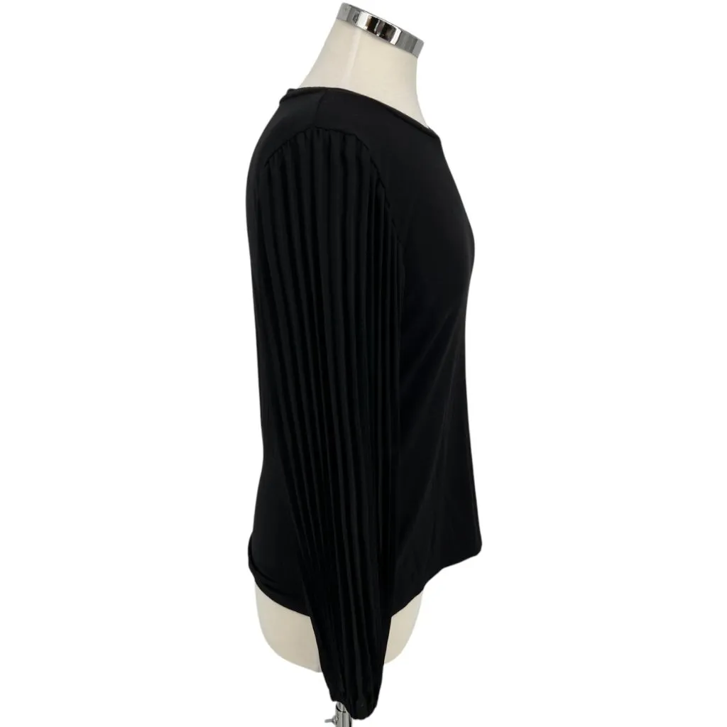 T Tahari Pleated Puff Sleeve Blouse Black Size Small - Image 8