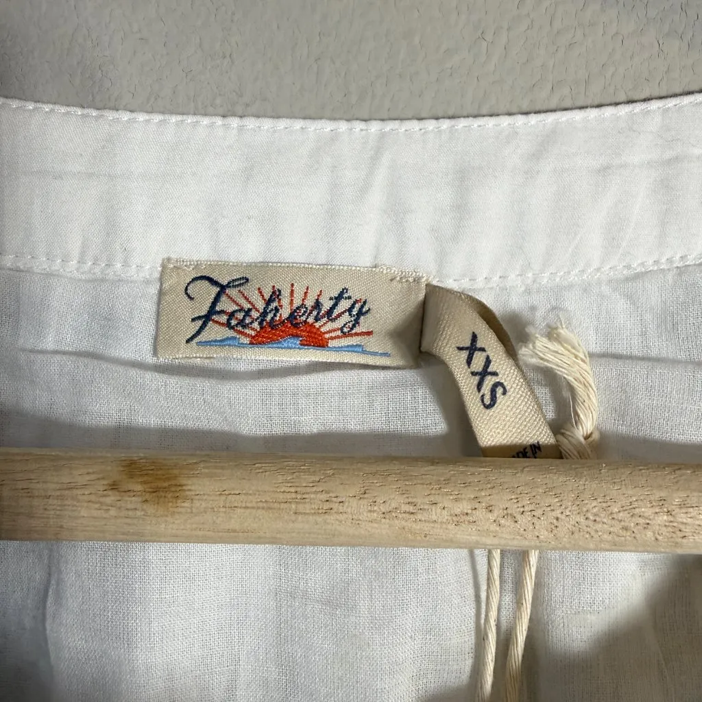 Faherty Enna Button Up Blouse Top Womens XXS White Boho Flowy Organic Cotton NWT - Image 9