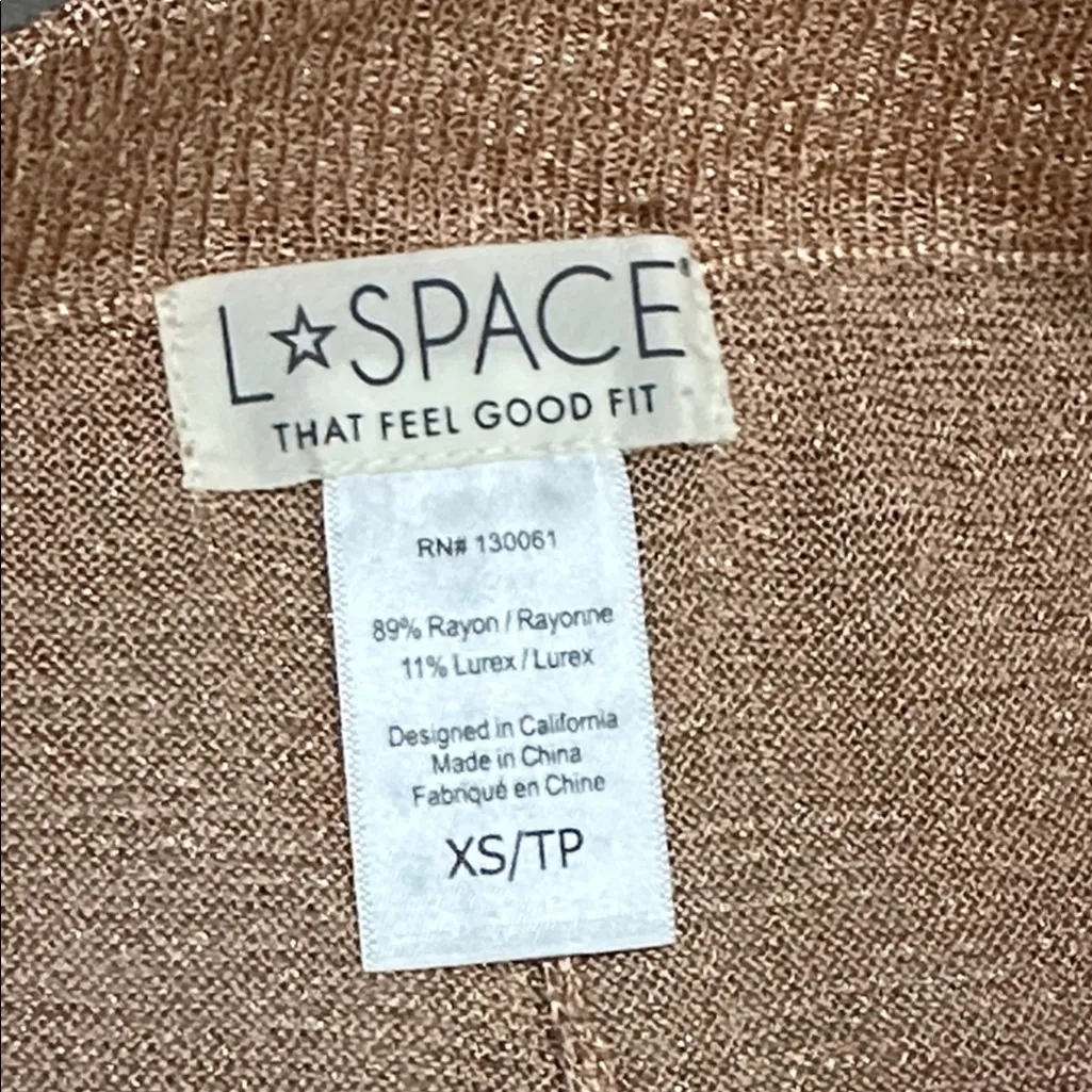 L Space Glisten High Rise Sheer Flare Pants Champagne Pink Gold Size XS - Image 8