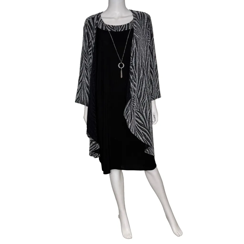 R & M Richards Plus Size 2-Pc. Zebra-Print Jacket & Necklace Dress Set Sz 16W - Image 13