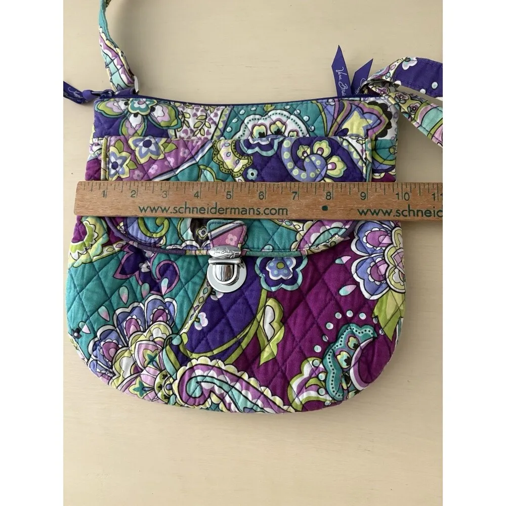 Vera Bradley Purple Heather Paisley Saddle Crossbody Hipster Bag Purse Quilted - Image 9