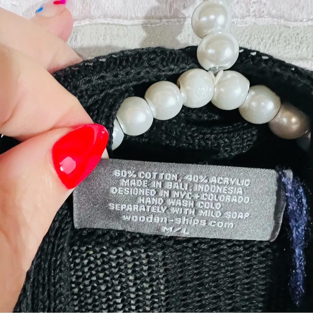 Wooden Ships Black Open Front Long Sleeve Cardigan Size M/L - Image 7