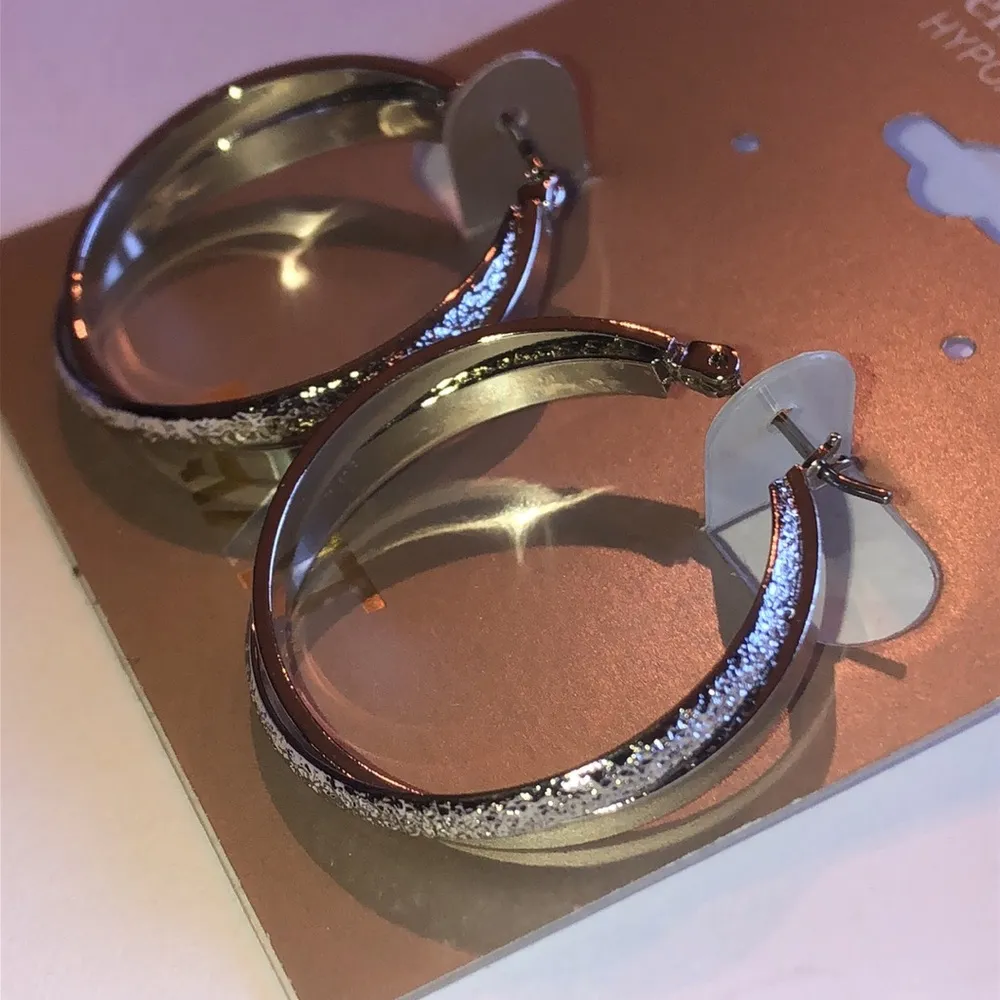 Mix It Silver Tone Textured Classic Boho Hoop Earrings - Image 3