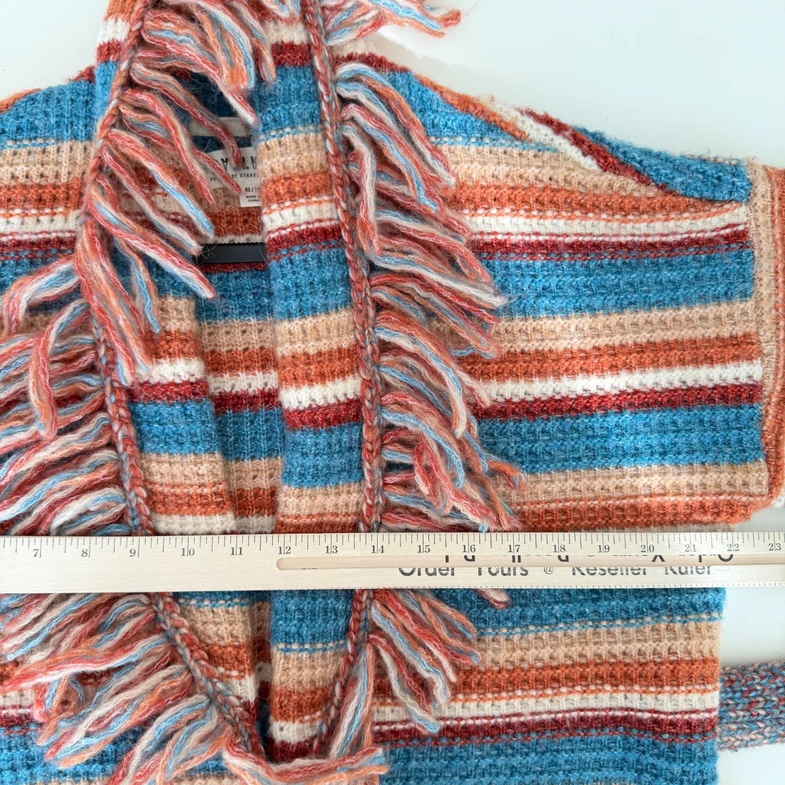 Idyllwind Cardigan Sweater Womens Belted Wrap Tie Colorful Fringe Western Boho Size M - Image 10