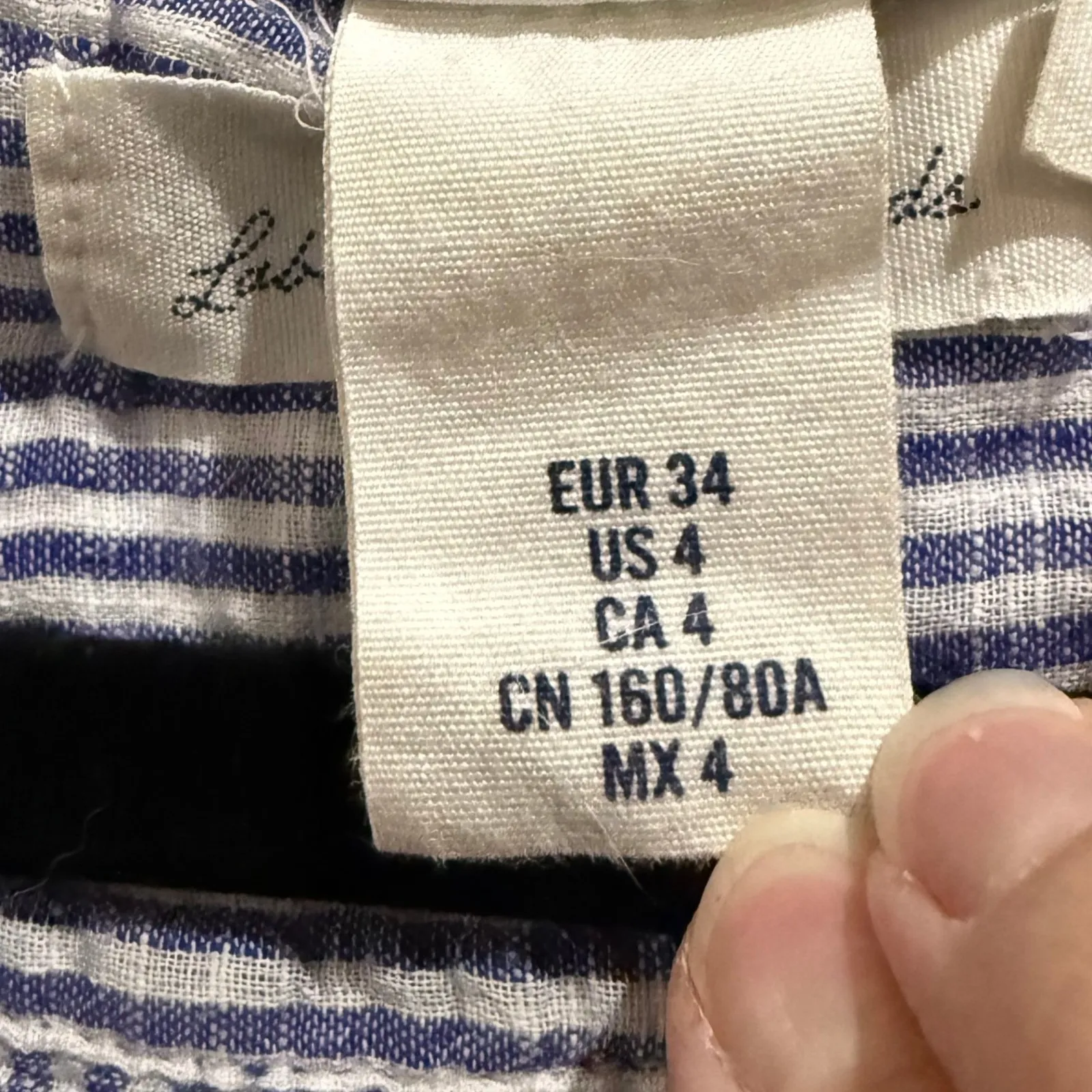 Blue White Stripe Sleeveless Button Up Shirt Blouse‎ Top L.O.C.C. H&M Size 4 - Image 3