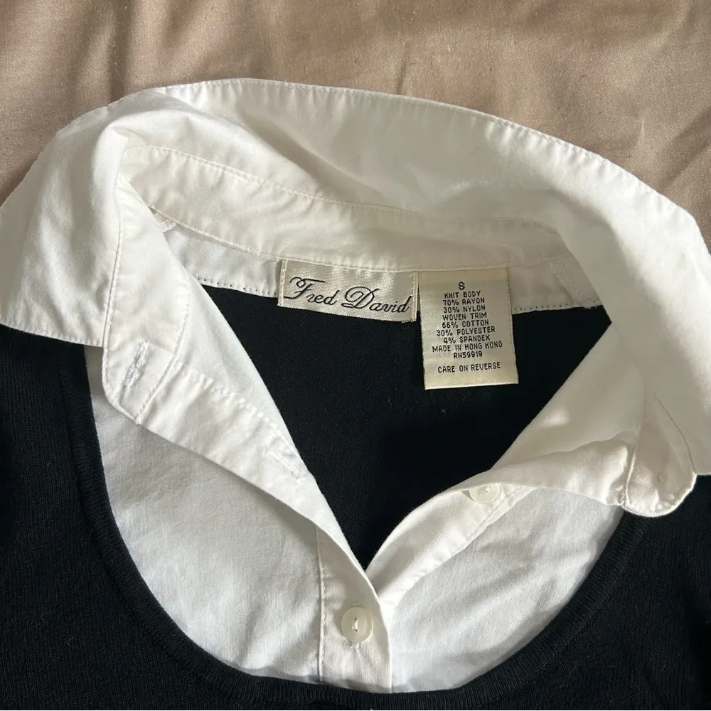 Black Long Sleeve Collared Blouse - Image 3