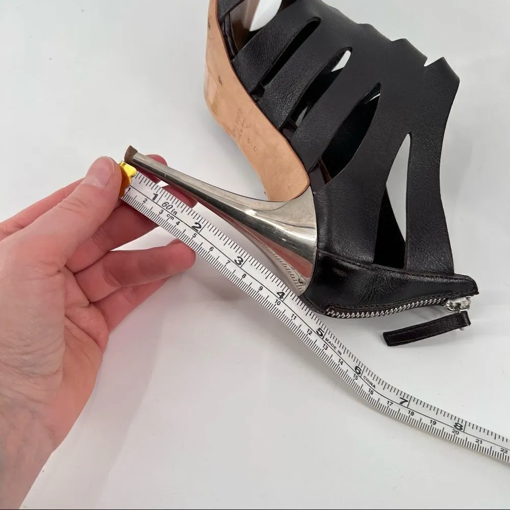 Giuseppe zanotti leather caged metal heel size 9‎ B bootie Strappy cut out - Image 11