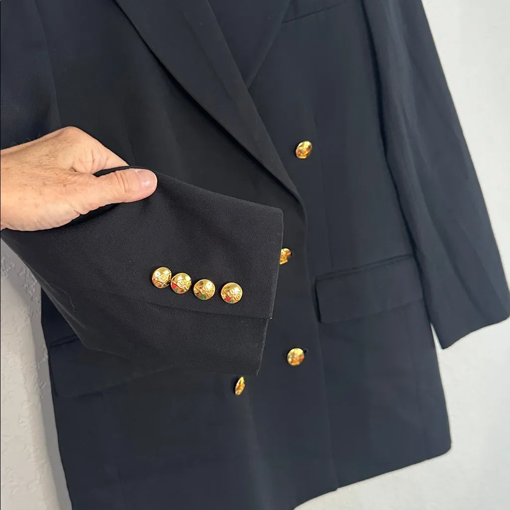 Vintage Austin Reed Black Blazer Gold Buttons Women’s Size 6 Nautical Preppy - Image 3