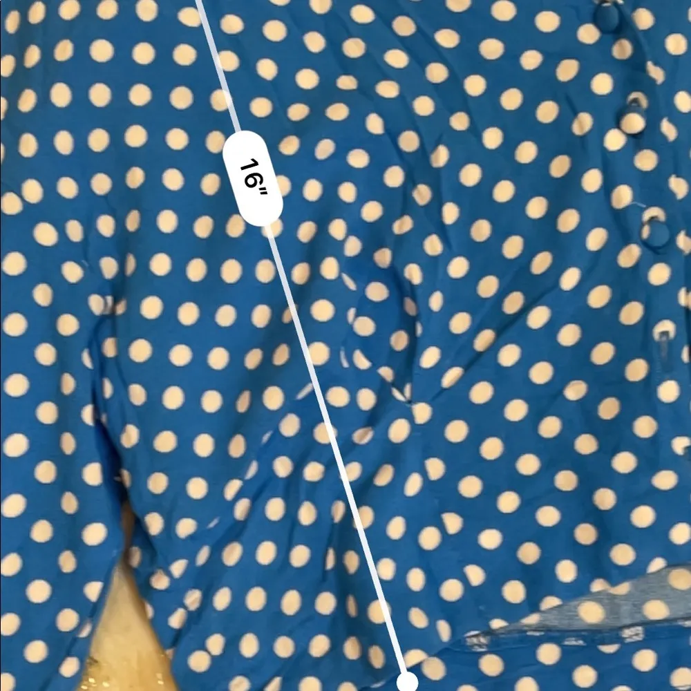 Zara blue polka dot button down blouse - Image 5