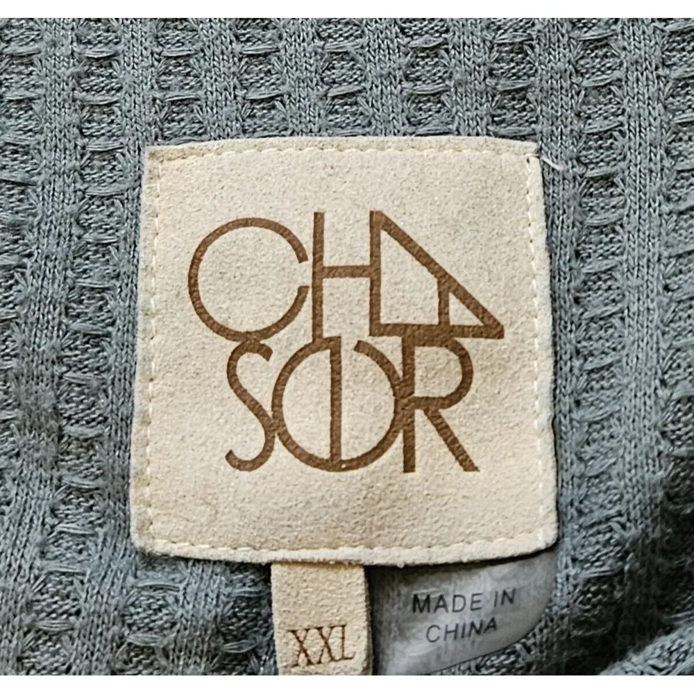 Chaser Waffle Knit Tunic Thermal Top Womens Size XXL Long Sleeve Teal Blue - Image 7