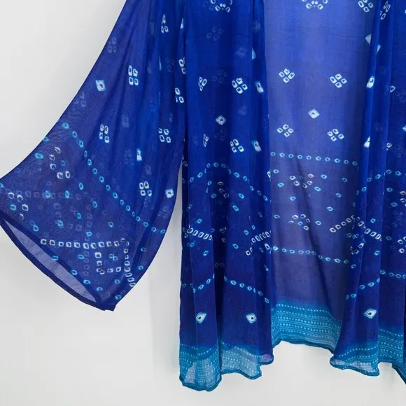 Soft Surroundings Blue Sheer Kimono Cardigan Large Boho Open‎ Front Lightweight - Image 4