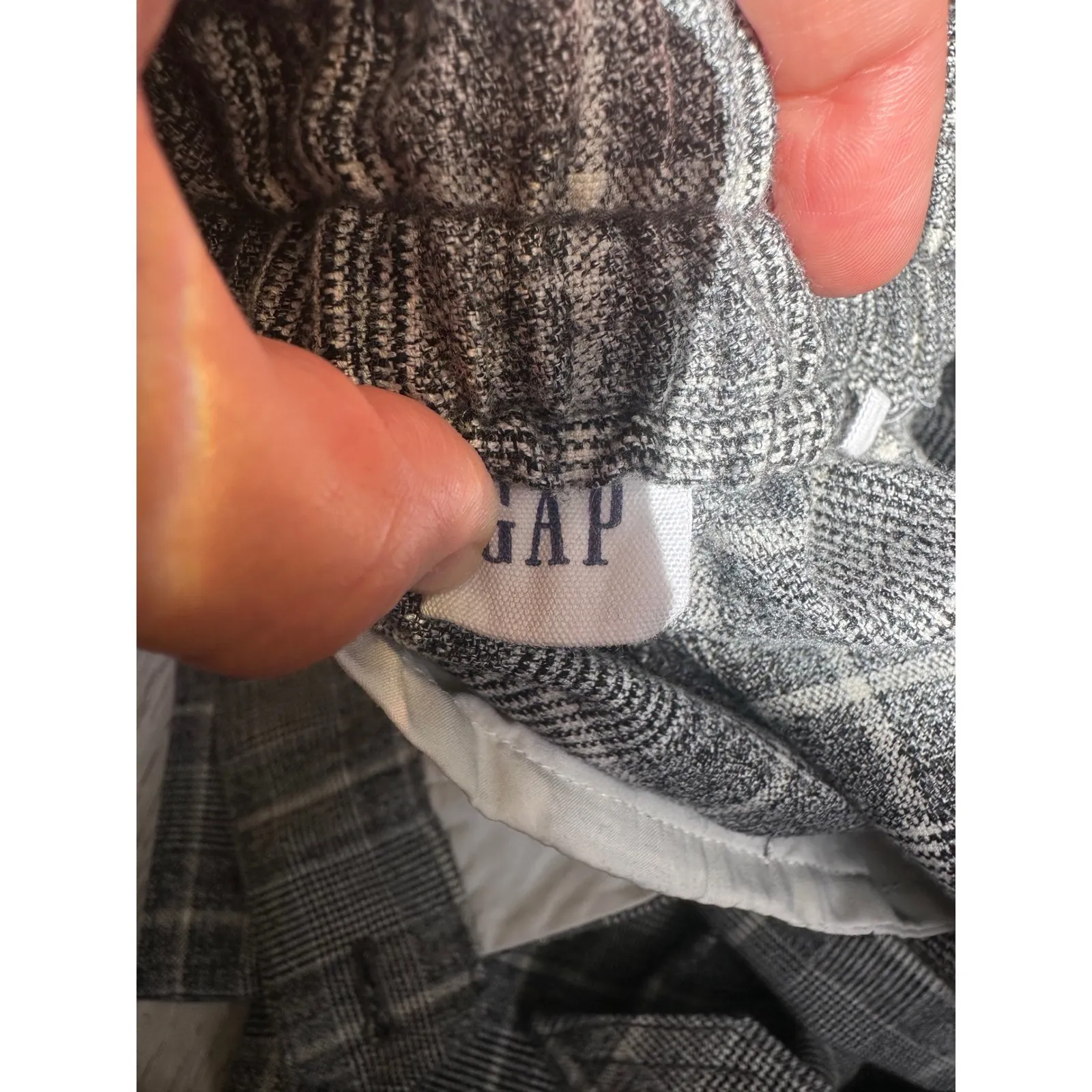 Gap women cropped plaid belted tie front office work pants trousers black gray 8 - Image 6