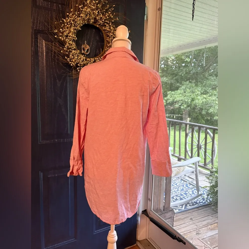 Vineyard Vines Pink 3/4 Sleeve Polo Tunic Linen and Cotton size M - Image 4