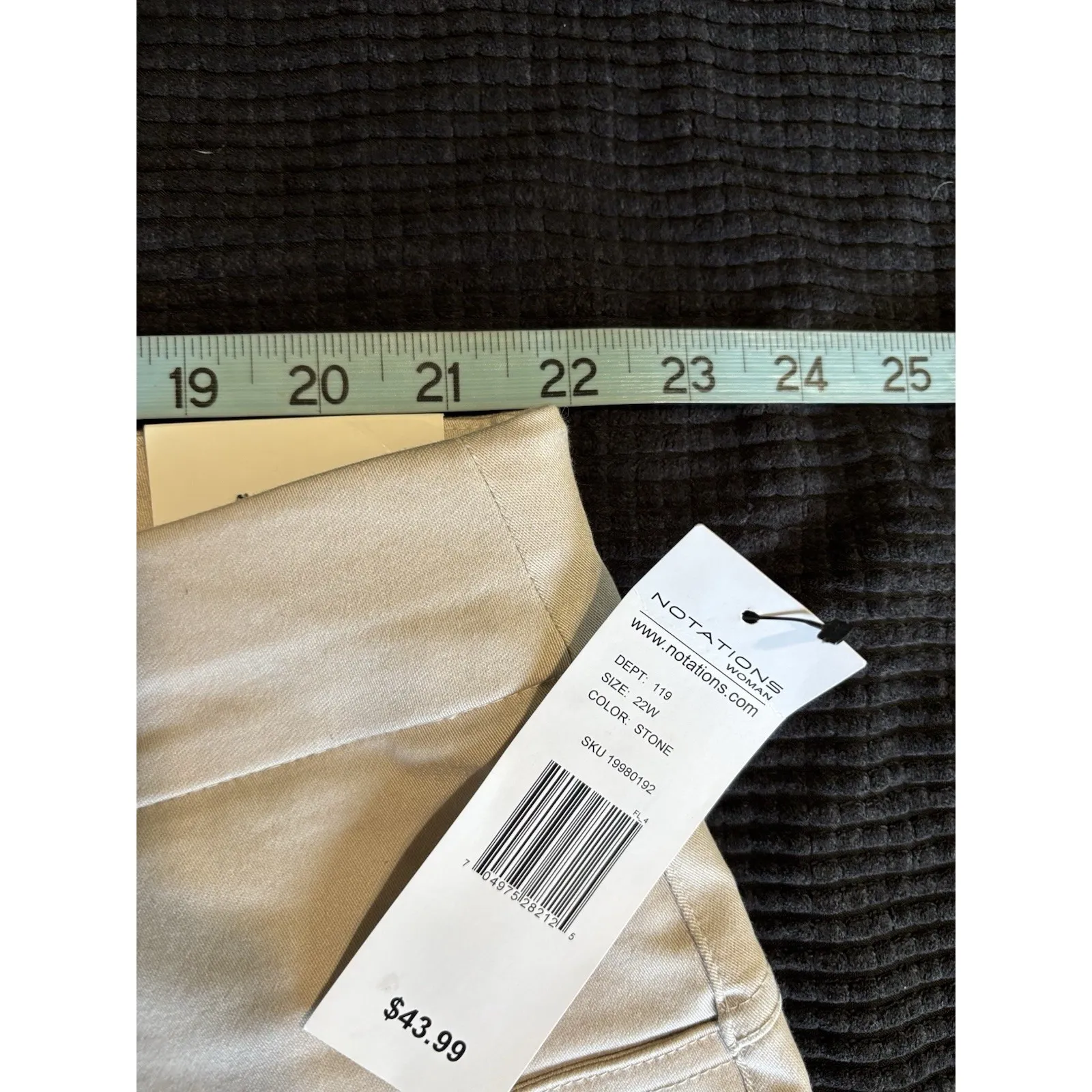 Notations  Khaki Beige Capri Skimmer Elastic Waist High‎ Rise Size 22 Pull On NWT - Image 7