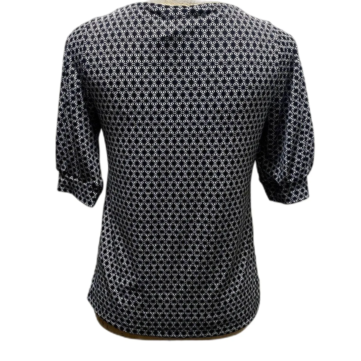 H&M Star Printed Puff Sleeve Tee Black‎ White Business Casual Stretch Size XS - Image 3
