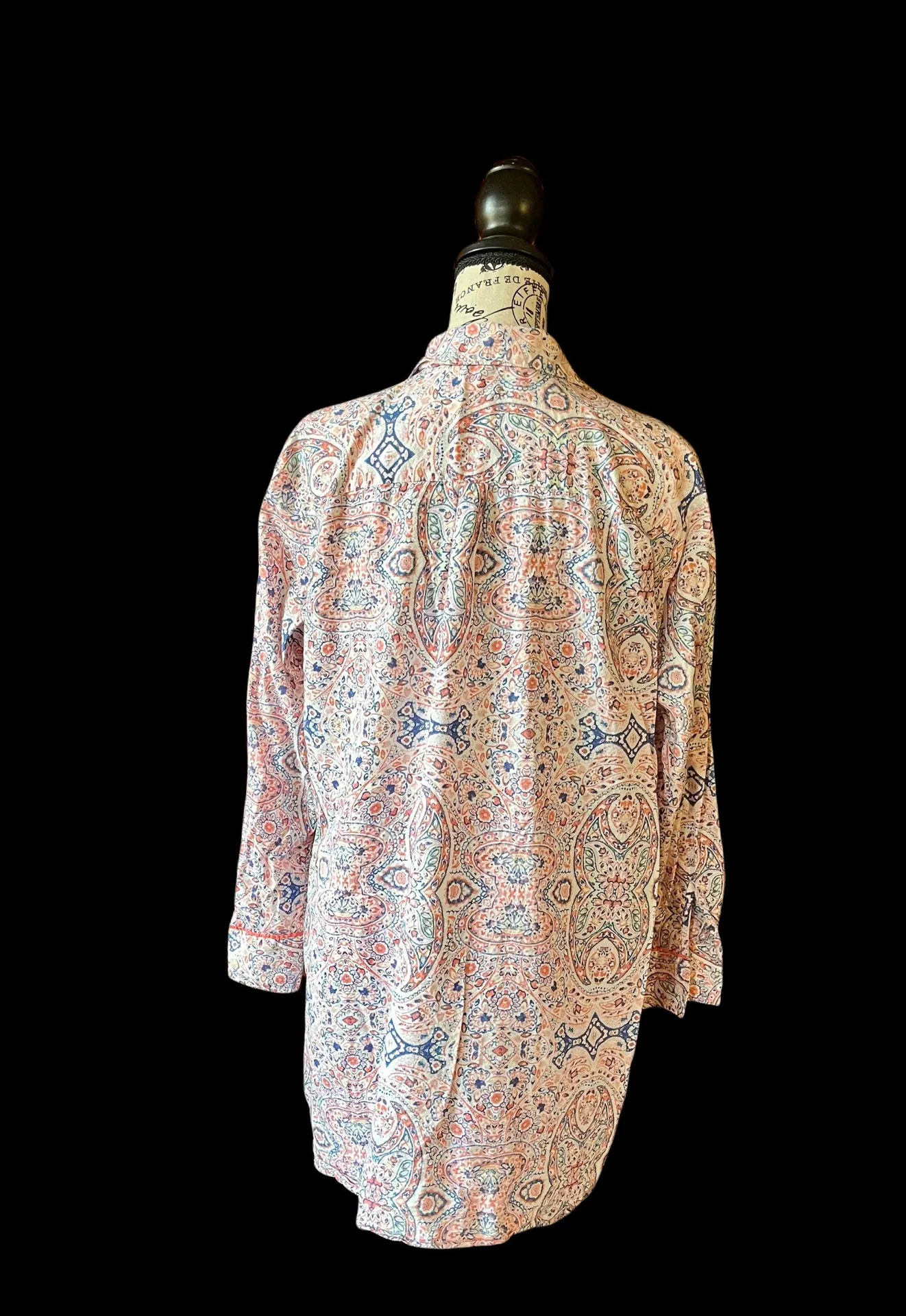 Womens Victoria Secret Multicolor Button Up Long Sleeve Night Shirt L - Image 3