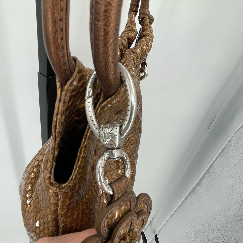 Brighton Breeland Golden Bronze Snake Print Shoulder Bag, In Excellent Condition - Image 9
