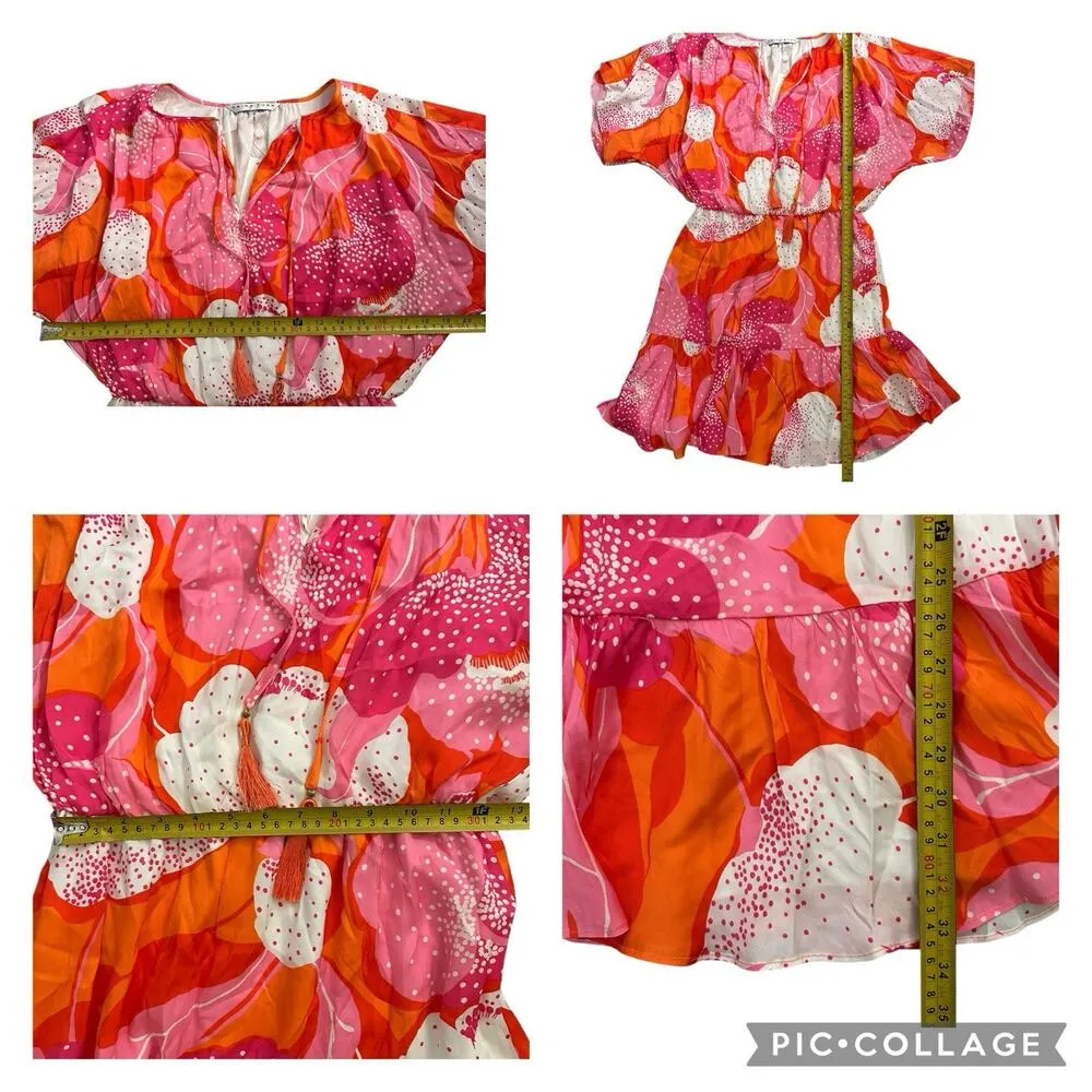 NEW Trina Turk Mahalo Dress Pink Floral Strawberry Blossom Silk Blend Size Small - Image 11