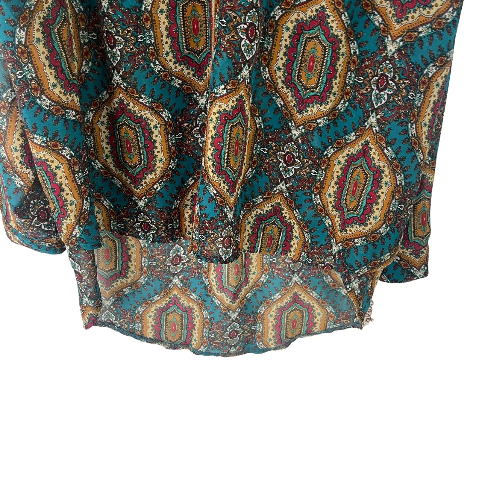 Wrangler NWT Women's Size‎ Medium Multicolor Sheer Western Blouse - Image 3