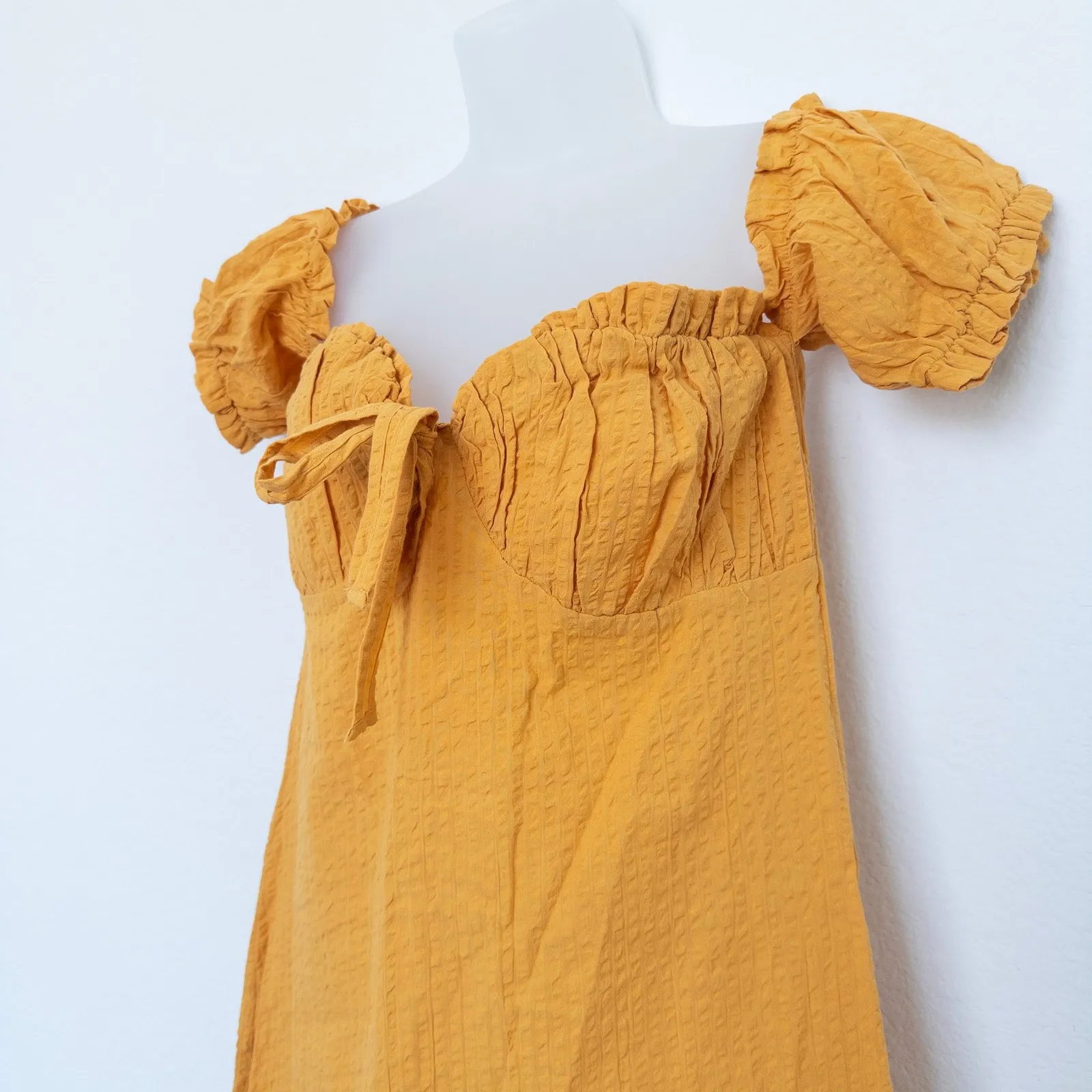 ASOS Womens‎ Dress Size 6 Yellow Puff Sleeve Babydoll Milkmaid Cottage Coquette - Image 4