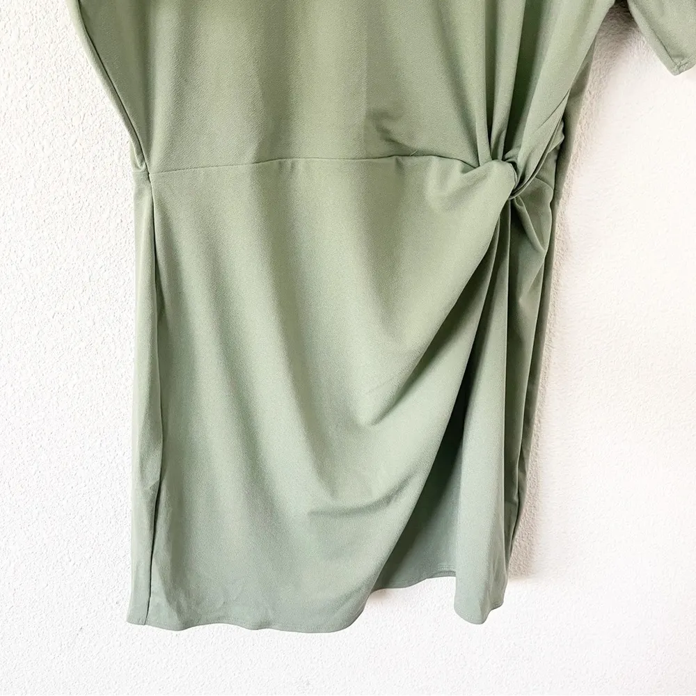Abercrombie & Fitch Side-Knot Knit Mini Dress in Mint Green - Image 4