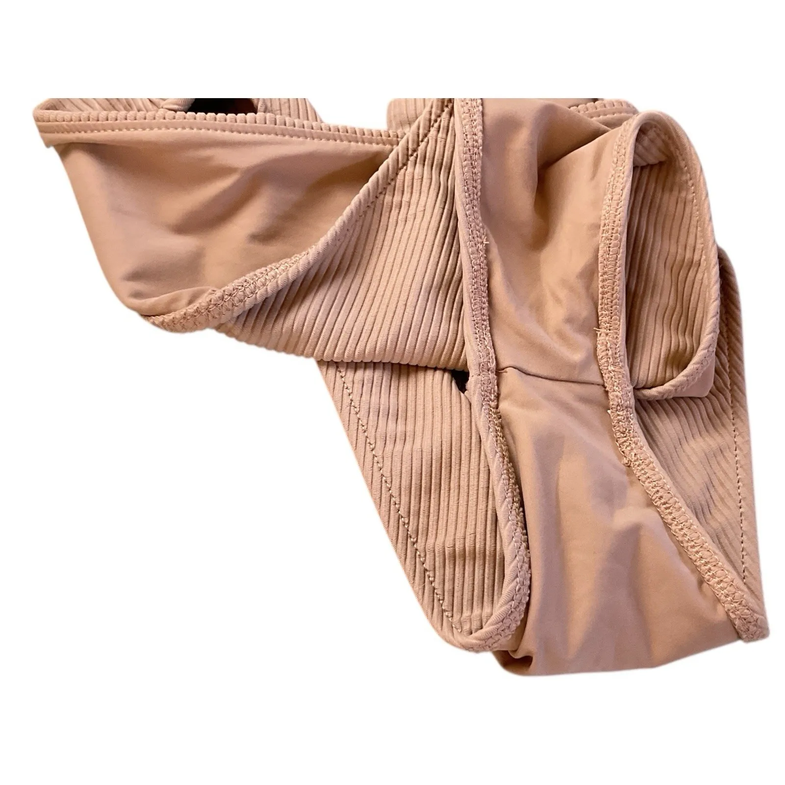 Frankies Bikinis Cherub Connor Ribbed Scoop Bikini Set Brown Taupe Size XL‎ - Image 5