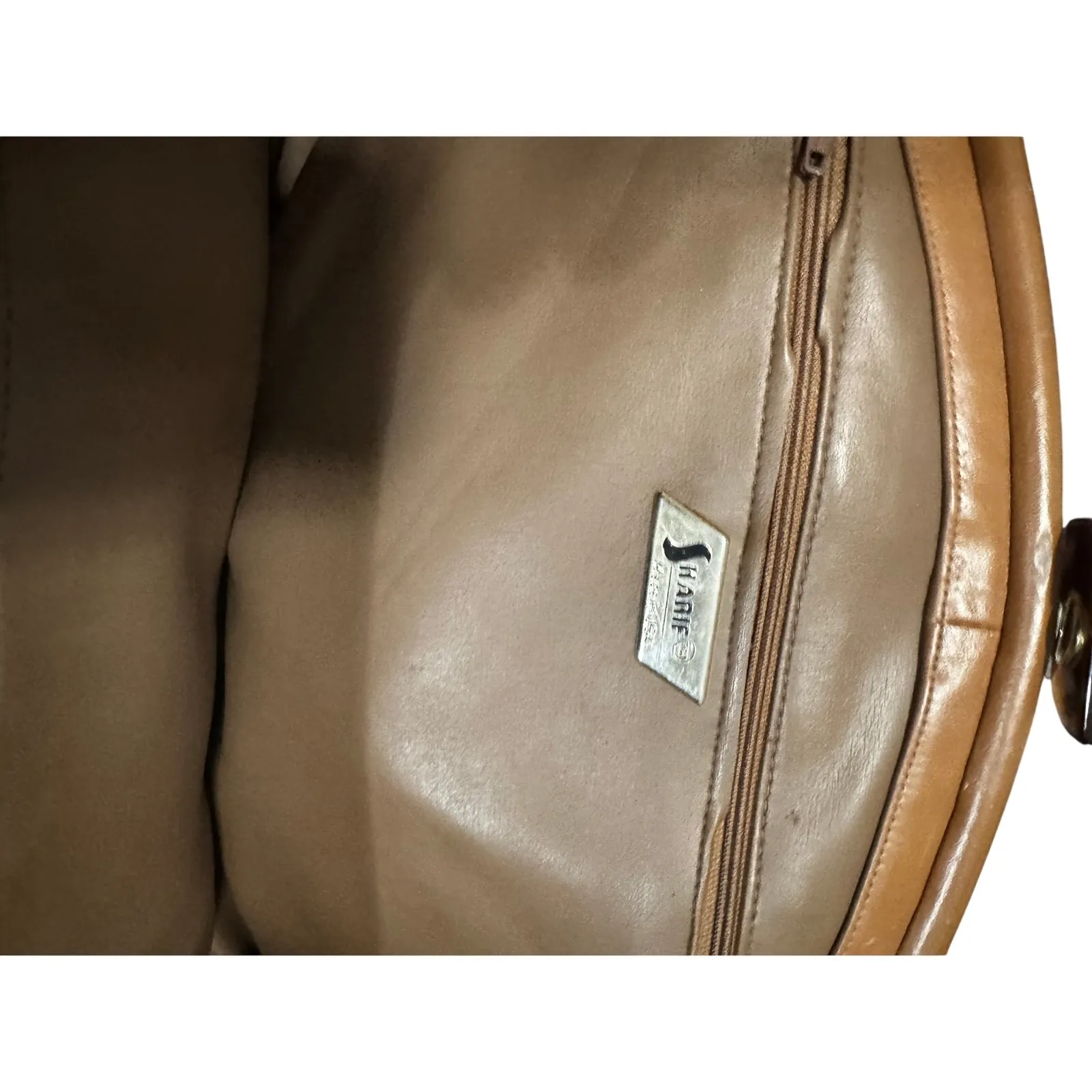 Vintage Sharif Leather Patchwork Purse 1980s Crossbody Bag Brown Tan Retro - Image 7