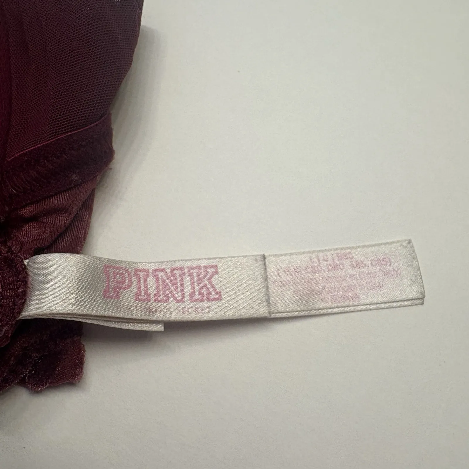 Victoria`s‎ Secret Pink Lightly Lined Bralette Velvet Size Large Vamp Red - Image 9