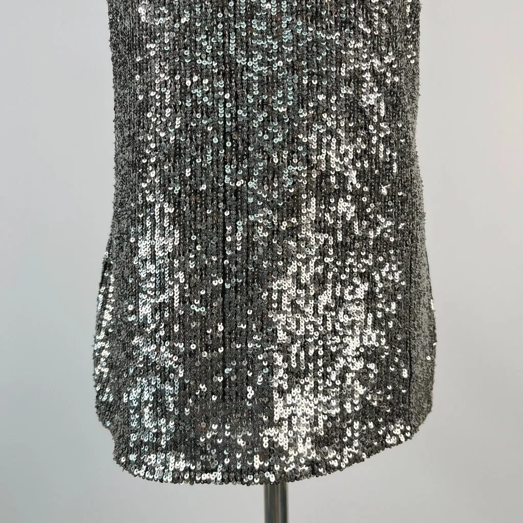 NWOT Mint Velvet Silver Sequins Top Stretch Short - Image 5