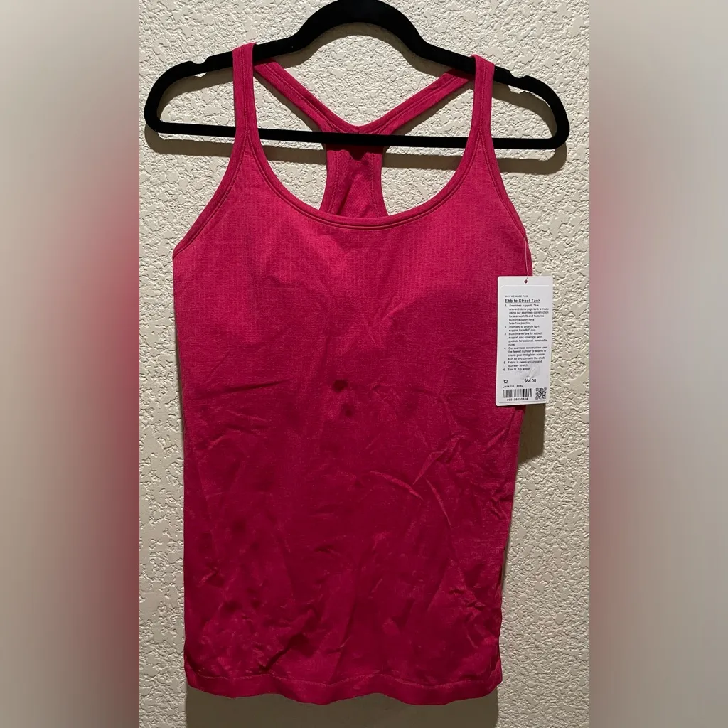 Lululemon NWT Ebb To Street Tank Top Light Support Pink Dragonfruit Size 12 A/B - Image 5
