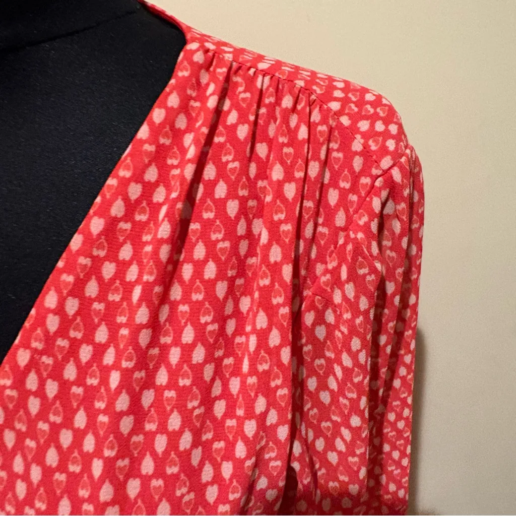 All Saints heart  Patterned ruffle wrap mini Long Sleeve  chiffon Dress S - Image 5