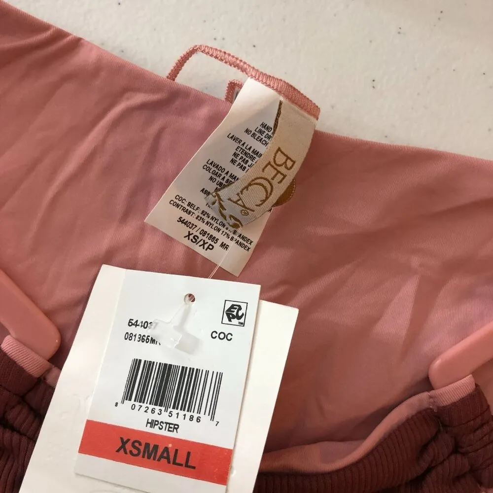 Becca Modern Edge Gracie Buckle Side Hipster Bikini Bottom Coconut Brown XS - Image 5