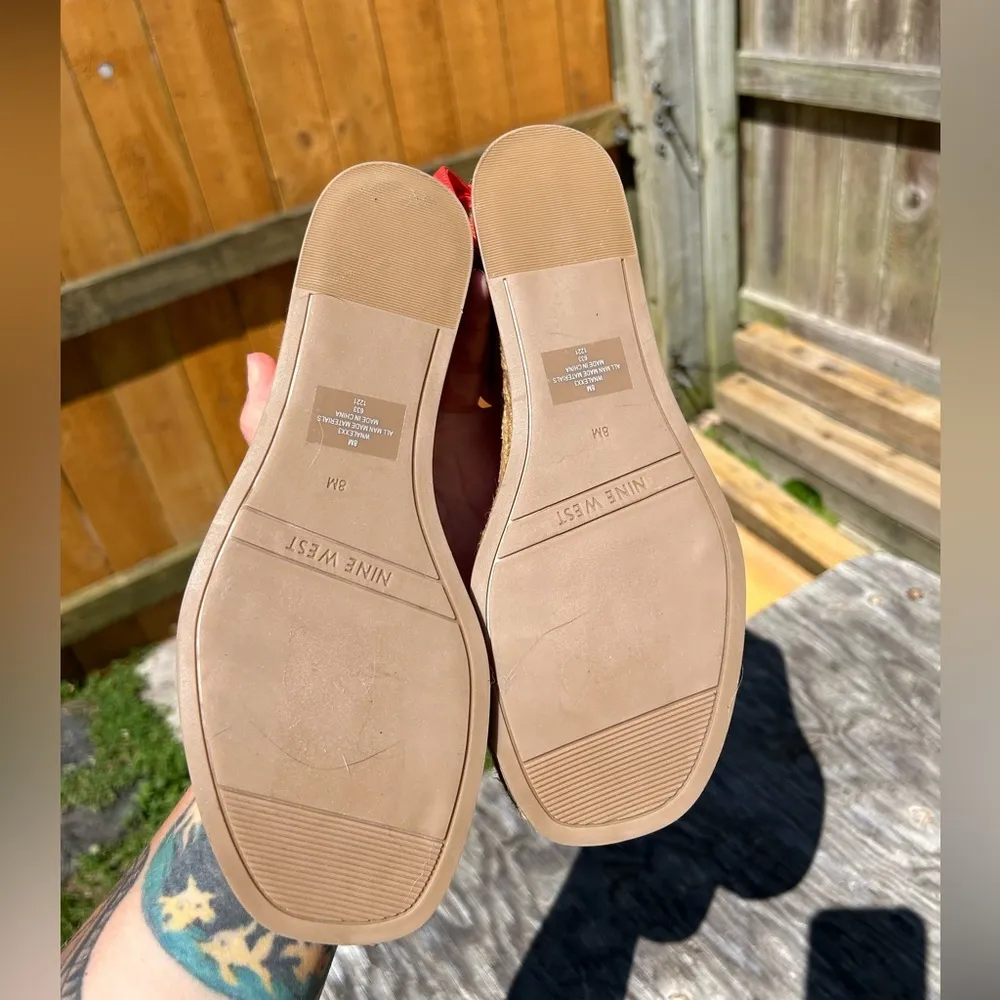 Nine West women’s Alexx espadrille sandal blood‎ orange ankle wrap wedge size 8 - Image 8