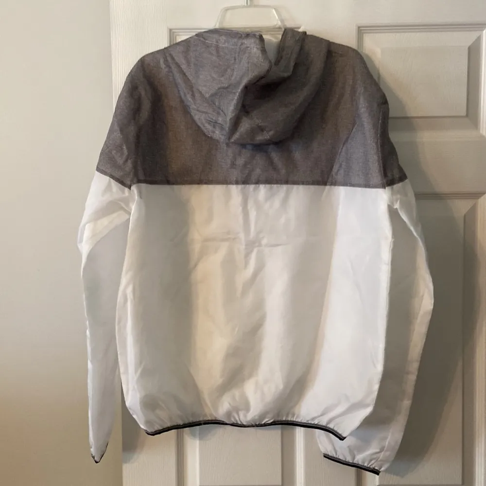 Brooklyn Best Windbreaker Stylish Gray and White Wodens’s Jacket size L Size L - Image 6