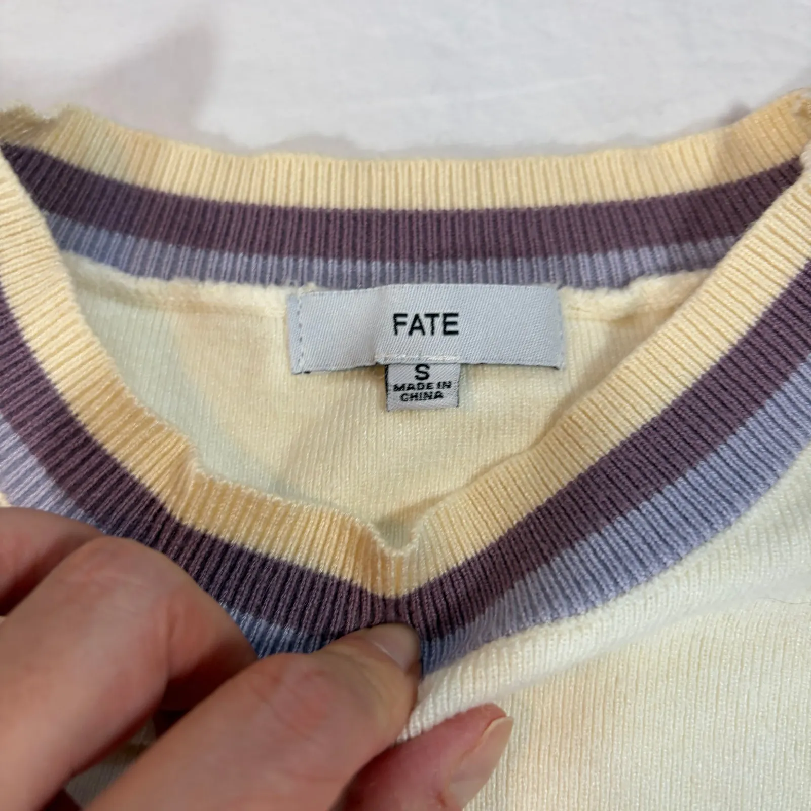 Anthropologie Fate womens cream sweater patterned sheer balloon sleeves. Size S - Image 5