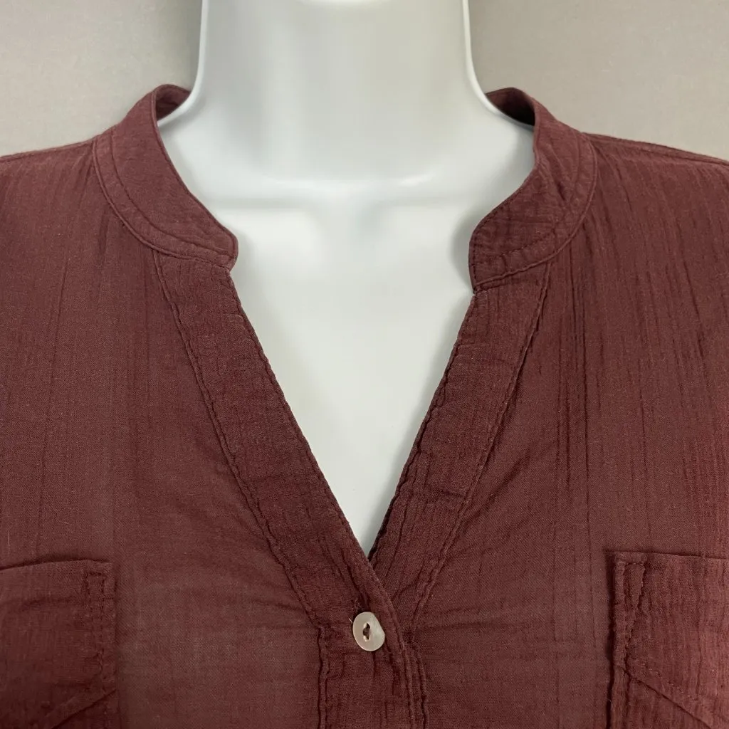 Carve Designs Shirt Gauzy Fabric Sz XS Women Notch V-Neck Long Sleeve Cotton Top - Image 12