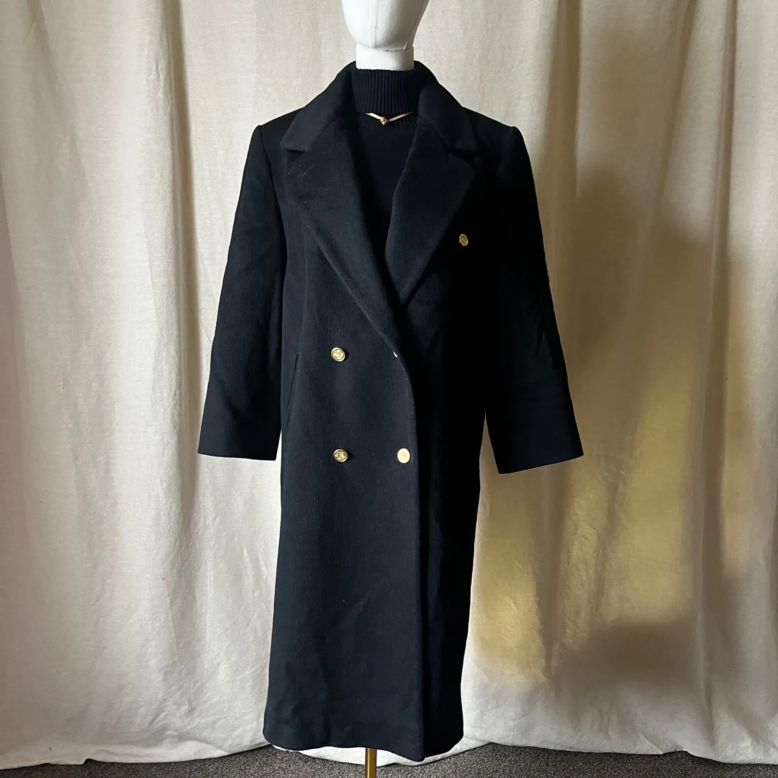 Vintage Forecaster of Boston Black Wool Military Coat USA Size 12 - Image 2
