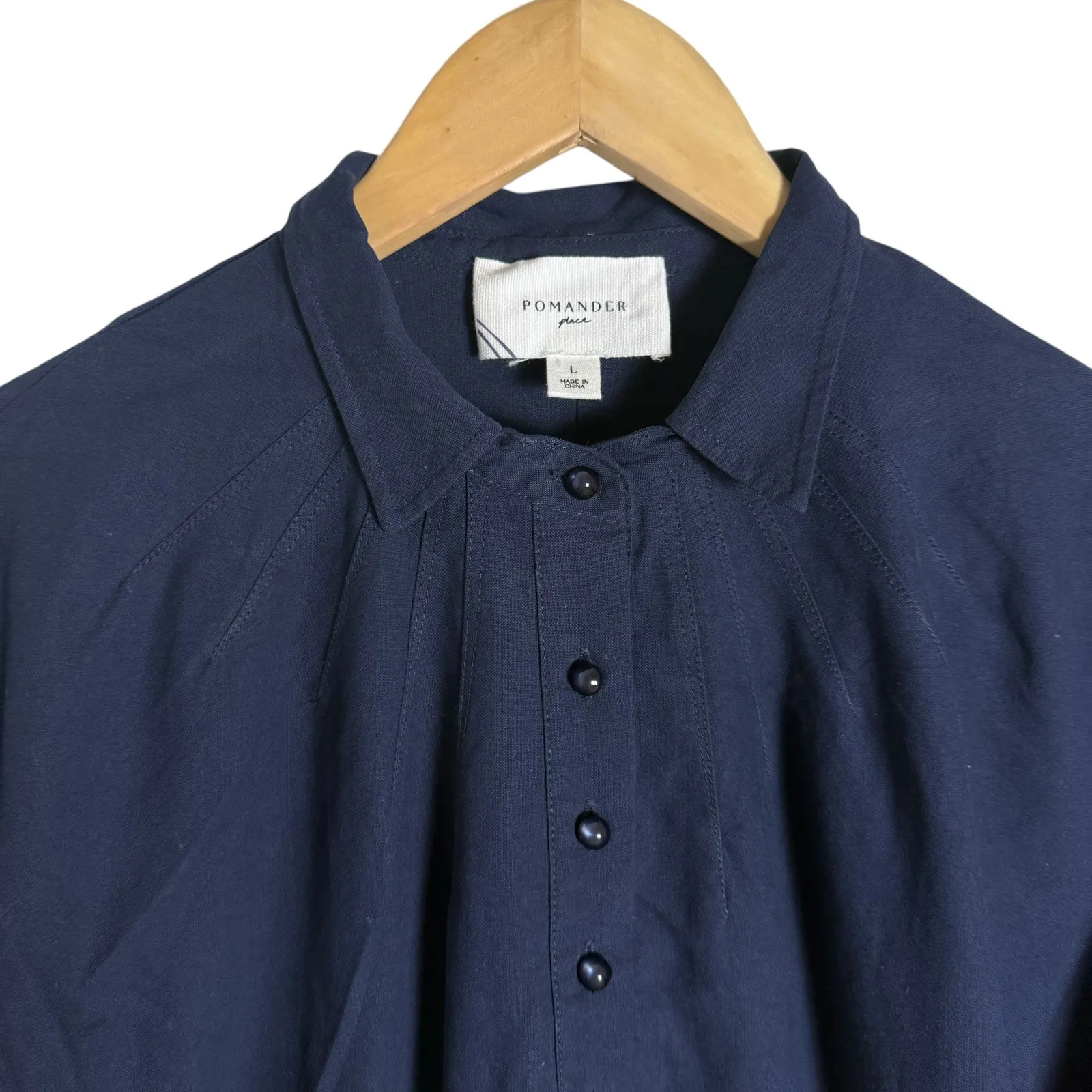 Pomander Place Tuckernuck French Navy Polly 3/4 Sleeve Collared Mini Dress Large Blue - Image 7