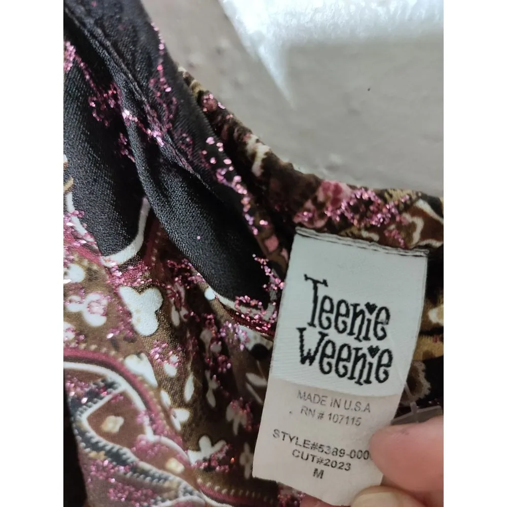 y2k jumpsuit boho print with glitter asymmetrical top size M Size M - Image 10