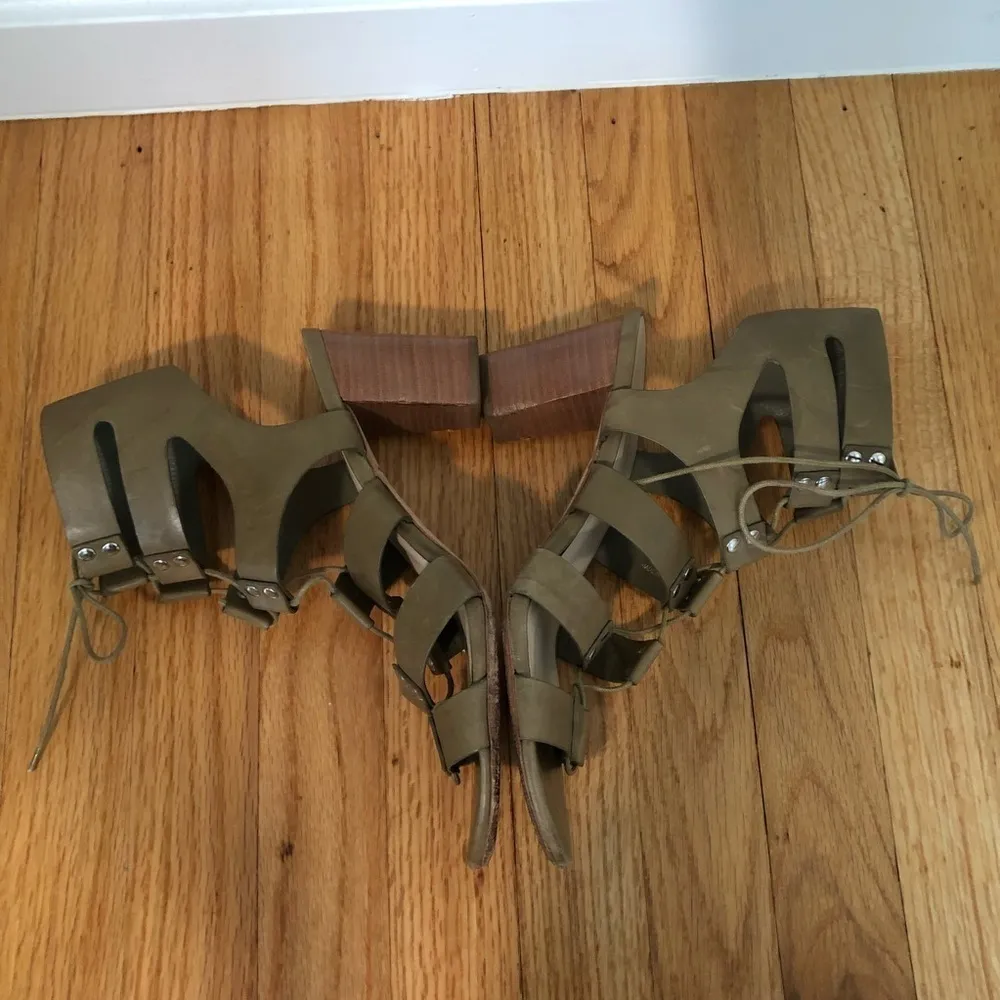 Loeffler Randall Hana Leather Lace-Up City Sandal Olive Green 10 - Image 5