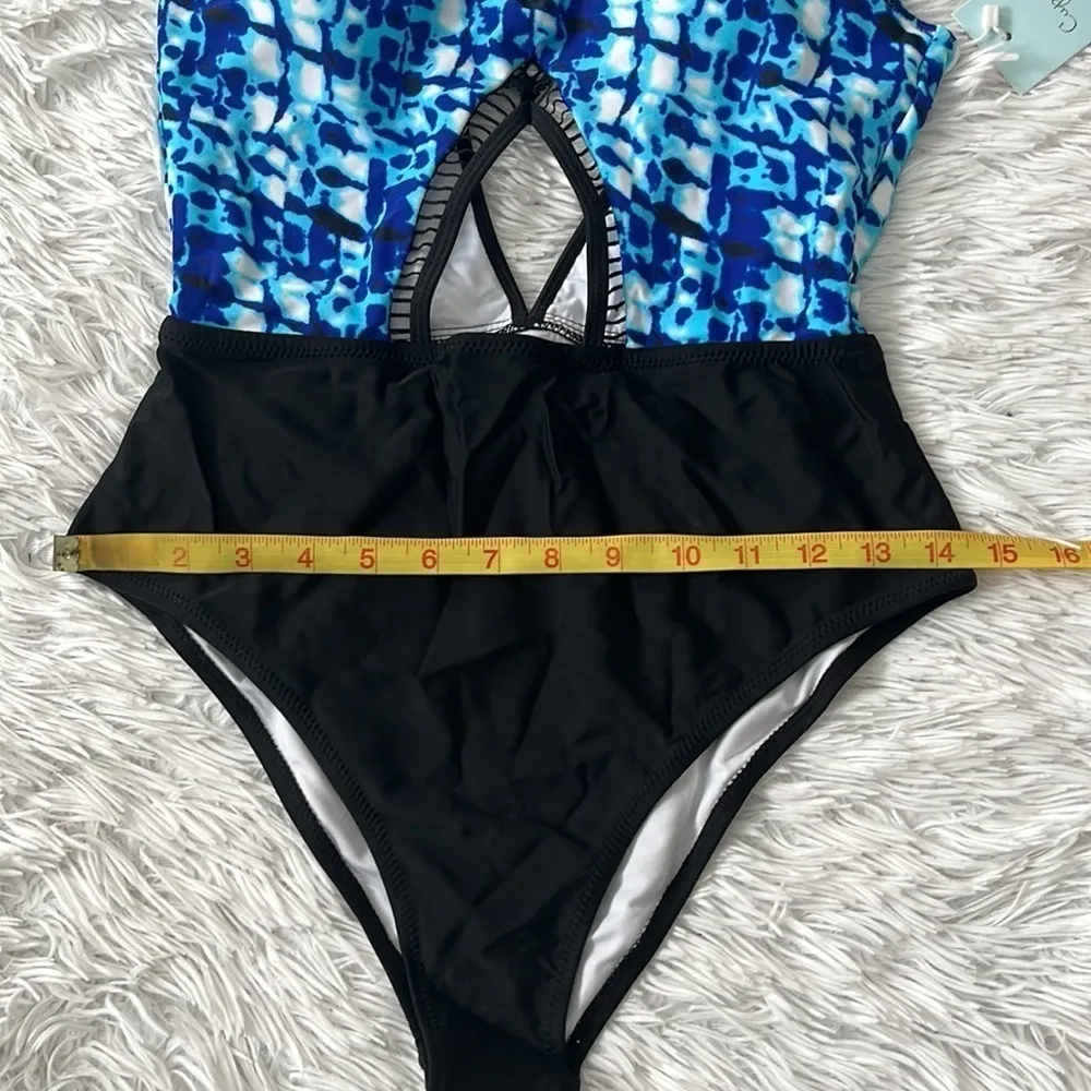 New CUPSHE blue Danube tie dye one piece Swimsuit size Medium - Image 5